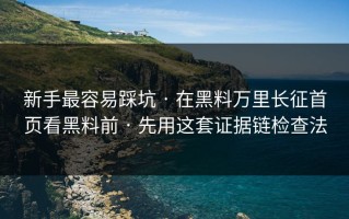 新手最容易踩坑 · 在黑料万里长征首页看黑料前 · 先用这套证据链检查法