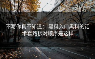 不写你真不知道： 黑料入口黑料的话术套路核对顺序是这样