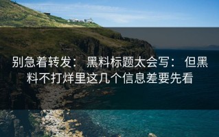别急着转发： 黑料标题太会写： 但黑料不打烊里这几个信息差要先看