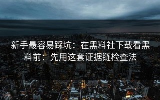 新手最容易踩坑：在黑料社下载看黑料前：先用这套证据链检查法