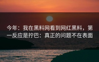 今年：我在黑料网看到网红黑料，第一反应是拧巴：真正的问题不在表面