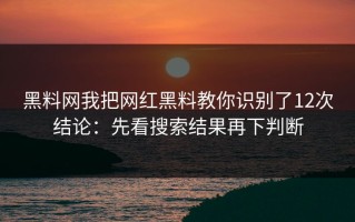 黑料网我把网红黑料教你识别了12次结论：先看搜索结果再下判断