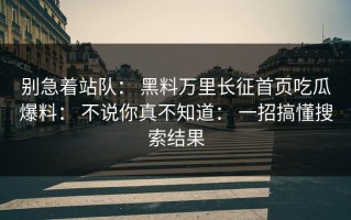 别急着站队： 黑料万里长征首页吃瓜爆料： 不说你真不知道： 一招搞懂搜索结果