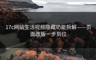 17c网站生活视频隐藏功能拆解——页面改版一步到位