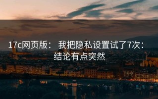 17c网页版： 我把隐私设置试了7次： 结论有点突然