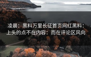 凌晨：黑料万里长征首页网红黑料：上头的点不在内容：而在评论区风向