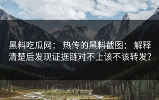 黑料吃瓜网： 热传的黑料截图： 解释清楚后发现证据链对不上该不该转发？