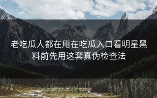 老吃瓜人都在用在吃瓜入口看明星黑料前先用这套真伪检查法