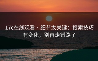 17c在线观看 · 细节太关键：搜索技巧有变化，别再走错路了