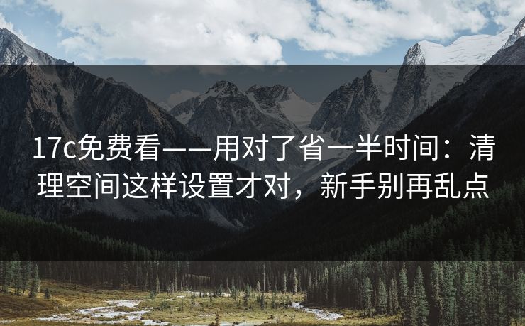 17c免费看——用对了省一半时间：清理空间这样设置才对，新手别再乱点